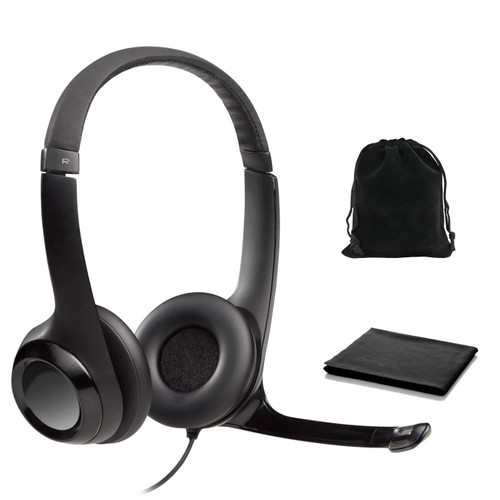 Logitech Headset H390 Wired Headset with Mic for PC/Laptop, Stereo Headphones with Noise Cancelling Microphone, USB, in-Line Controls, Works with Chromebook, PC Headset, W/Cloth and Pouch (Black) Logitech Headset H390 Wired Headset with Mic for PC/Laptop, Stereo Headphones with Noise Cancelling Microphone, USB, in-Line Controls, Works with Chromebook, PC Headset, W/Cloth and Pouch (Black)