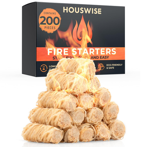 Houswise Fire Starter 200 pcs - Natural Tumbleweeds Fire Starters For Fireplace Indoor & Outdoor, Charcoal Starter Firestarter For Wood Stove, Indoor Fireplace Campfires, Chimney, Grill, Fire Pit, BBQ Houswise Fire Starter 200 pcs - Natural Tumbleweeds Fire Starters For Fireplace Indoor & Outdoor, Charcoal Starter Firestarter For Wood Stove, Indoor Fireplace Campfires, Chimney, Grill, Fire Pit, BBQ