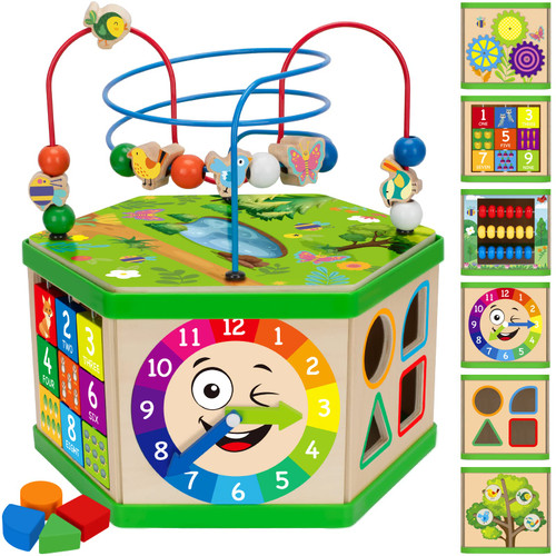 V-Opitos Learning Toys for Toddler 1+ Years Old, 7 in 1 Wooden Activity Cube, Montessori Early Educational Toys for Baby, 12-18 Months, Ideal First Birthday Gifts for Kids Boys