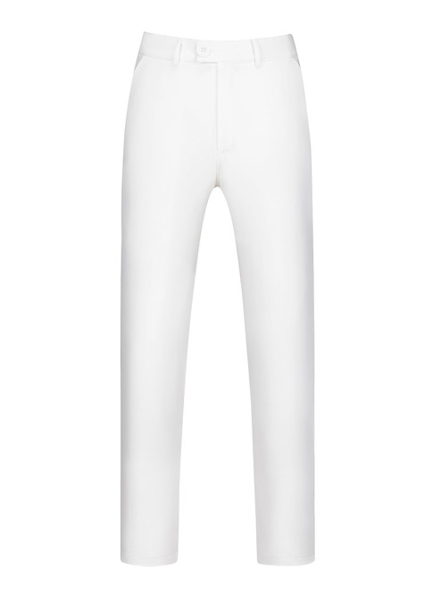 Lars Amadeus Men's White Cropped Dress Pants Flat Front Solid Ankle-Length Trousers 28 White