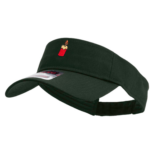 Christmas Celebration Candle Embroidered Cotton Twill Sun Visor - Dk Green OSFM