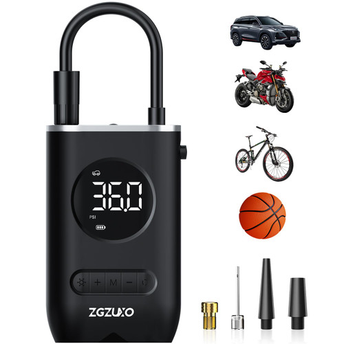 ZGZUXO Tire Inflator Portable Air Compressor - 150PSI Cordless Air Pump for Car Tires with Pressure Gauge LED Light, Electric Bike Tire Pump for Car Motorcycle Bicycle Ball, Car Accessories ZGZUXO Tire Inflator Portable Air Compressor - 150PSI Cordless Air Pump for Car Tires with Pressure Gauge LED Light, Electric Bike Tire Pump for Car Motorcycle Bicycle Ball, Car Accessories