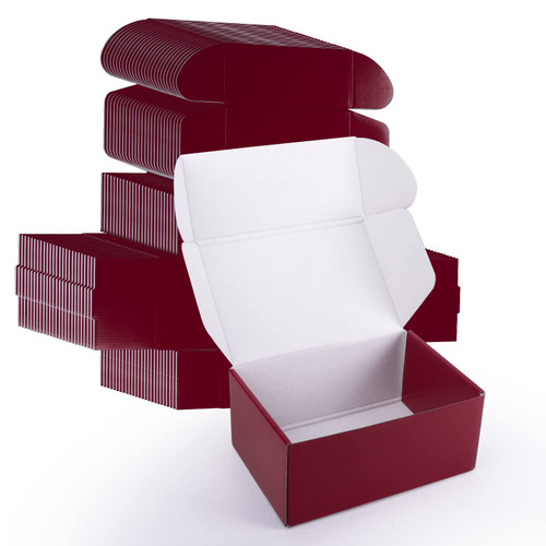 Lyeasw 9x6x4 Inch Shipping Boxes 25 Pack, Red Gift Wrap Boxes with Lids for Christmas Presents, Corrugated Small Cardboard for Small Business Mailing Packing Mailer