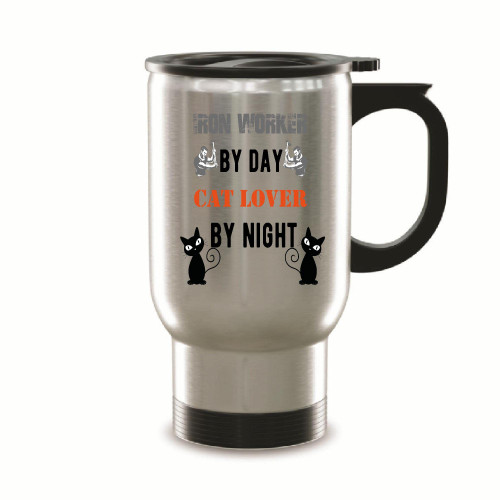 Funny Gift for Iron Workers and Cat Lovers Iron Worker Cat Lover 14oz Steinless Steel Travel Mug