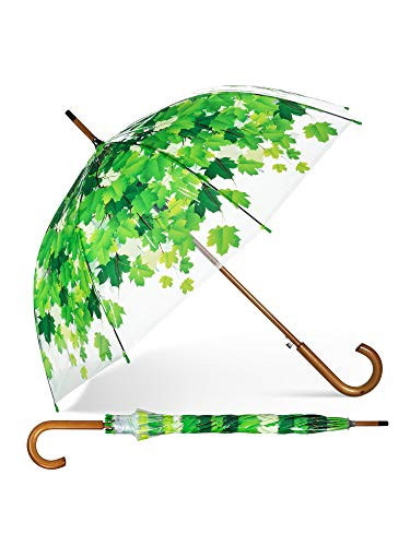 Abbott Collection 27 Spring Leaves Bubble Umbrella-37 W, Clear and Green