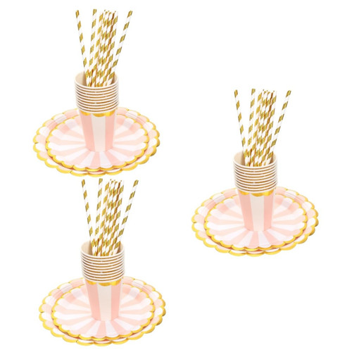 Ipetboom 3 Sets Party Paper Plate Set Paper Trays Cutlery Party Tableware Kit Dinner Dessert Plates Dinner Plates Dot Tableware Kits Birthday Paper Plates Pink Disposable Decorate Ipetboom 3 Sets Party Paper Plate Set Paper Trays Cutlery Party Tableware Kit Dinner Dessert Plates Dinner Plates Dot Tableware Kits Birthday Paper Plates Pink Disposable Decorate