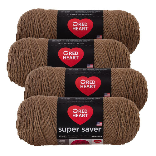 Red Heart Super Saver Yarn (4-Pack of 7oz Skeins) (Cafe)