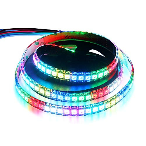 WS2815 (12V WS2812B) LED 1M 144 Pixels Aclorol Individual Addressable 5050 RGB LED Flex Strip Light Epoxy Waterproof IP65 Black PCB DC 12V