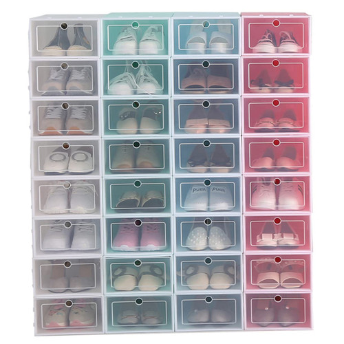 COLLBATH 6pcs Box Tote Bins for Storage with Lid Folding Shoe Rack Clear Container with Lid Stackable Shoe Organizer Shoe Container Transparent Stackable Shoes Box Shoes Storage Box Drawer