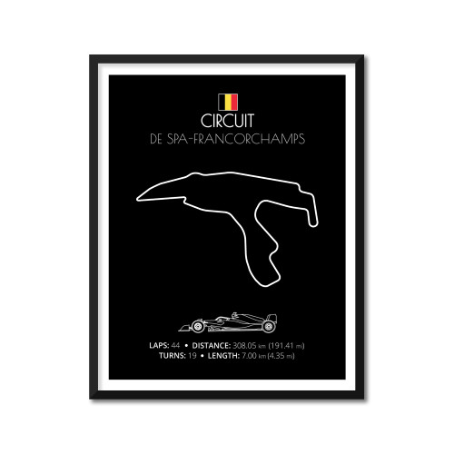 Circuit de Spa Francorchamps Race Track Poster intended for Formula Racing Fans Print Wall Art Decor Handmade - 8x10" Satin Print (Unframed)-Perfect Gift Car Enthusiast
