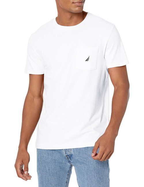Nautica Men's Big & Tall Solid Crew Neck Short-Sleeve Pocket T-Shirt, Bright White, 5X Big