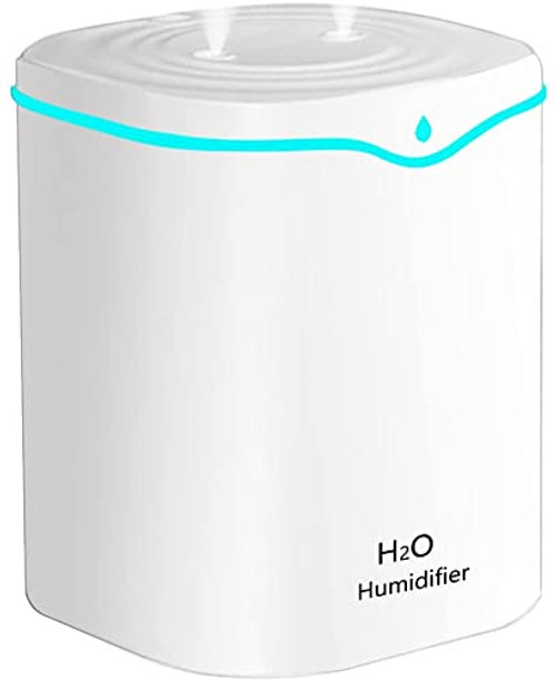 Cool Mist Humidifier for Bedroom, 2L Ultra Quiet Ultrasonic Air Humidifier, Top Fill Humidifiers, USB Powered Desktop Humidifiers with 2 Mist Modes and 7-Color Light, Auto Shut-Off, 12h Humidifying