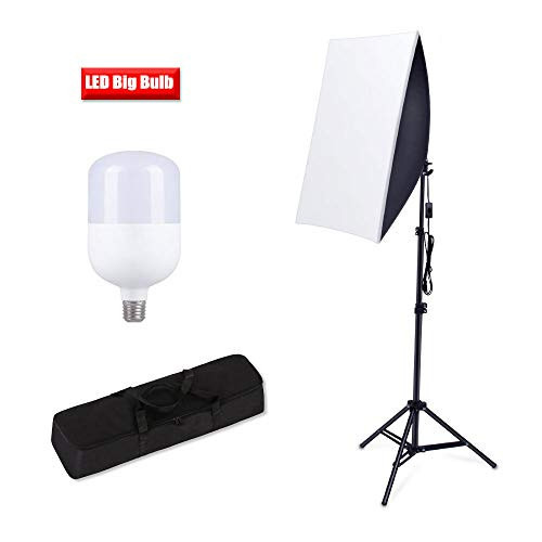 Softbox Photography Lighting, Heorryn Continuous Softbox Lighting Kit 20"x28" Professional Photo Studio Equipment with 2M Adjustable Stand and 5500K LED Bulb for YouTube Video Filming Portraits