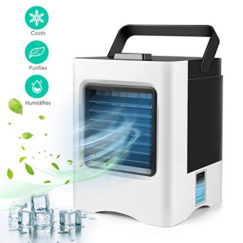 Personal Space Air Conditioner, 4 in 1 Mini USB Personal Space Air Cooler, Humidifier, Purifier, Desktop Cooling Fan with 3 Speeds for Home Room Office