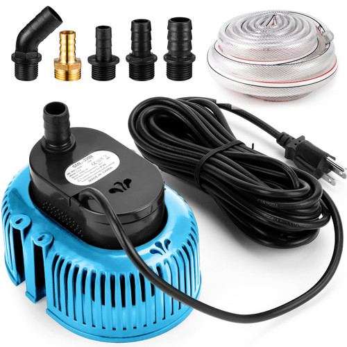 Pool Cover Pump Above Ground,850GPH Submersible Water Pump Sump Pump,Water Pump for Pool Draining, With 16 Ft Drainage Hose & 25 Ft Long Power Cord, 5 Adapters(Blue)