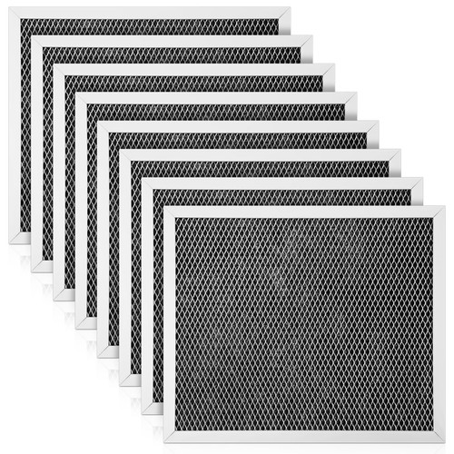 Baquler 8 Pcs 8 3/4" x 10 1/2" x 3/8" Range Hood Filter Compatible with Broan Nutone 97007696 Range Hood Replacement Filter Stove Vent Filter Aluminum Mesh Charcoal Filter for Range Hood Kitchen Air