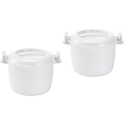 Microwave Rice Cooker Rice Steamer:2pcs Round Microwave Food Container Microwaveable Rice Pasta Cooker Microwave Rice Steamer for Rice Chicken Pasta Microwave Rice Cooker Rice Steamer:2pcs Round Microwave Food Container Microwaveable Rice Pasta Cooker Microwave Rice Steamer for Rice Chicken Pasta