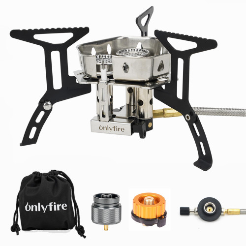ONLYFIRE 3 Fuel Backpacking Stove with Propane & Butane Adapter, Portable Camping Gas Stove, Mini Camp Stove with Piezo Ignition & Carry Bag for Outdoor Cooking Picnic Camping Hiking GS334 ONLYFIRE 3 Fuel Backpacking Stove with Propane & Butane Adapter, Portable Camping Gas Stove, Mini Camp Stove with Piezo Ignition & Carry Bag for Outdoor Cooking Picnic Camping Hiking GS334