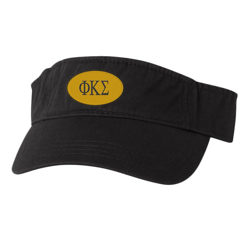 Phi Kappa Sigma Greek Oval Heavy Visor Black w/Black Thread Color