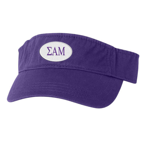 Sigma Alpha Mu Greek Oval Heavy Visor Purple w/Purple Thread Color