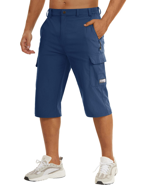 TACVASEN Men Workout Shorts for Lightweight Men Capri Shorts Men's Cargo Shorts Blue Cargo Shorts Men Below The Knee