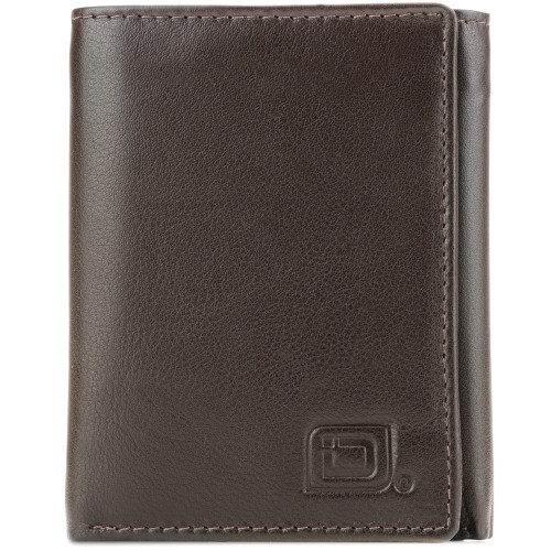 ID Stronghold Leather Trifold Wallets for Men - RFID Blocking - Mens Trifold Wallet Brown