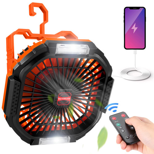 Odoland Portable Camping Fan with LED Light, 10400mAh Rechargeable Battery Operated Fan Lantern with Hook & Remote, USB Fan for Tent RV Hurricane Outages Emergency Odoland Portable Camping Fan with LED Light, 10400mAh Rechargeable Battery Operated Fan Lantern with Hook & Remote, USB Fan for Tent RV Hurricane Outages Emergency