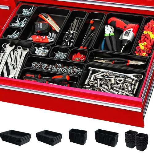 AUTOHJ [????????] ?? ??? Tool Box Organizer Tray ? ????? Desk Drawer Organizers Garage Storage Toolbox Divider Trays for Tool Chest Cart Cabinet Workbench Hardware Organization