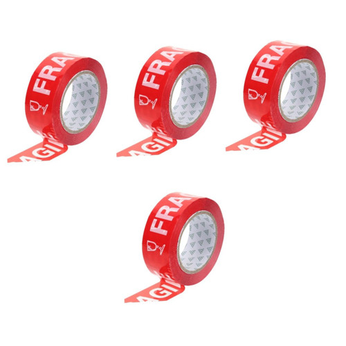 ULTECHNOVO 4 Rolls Refill Plastic Fragile Stickers Label Dispenser Tape Adhesive Tape Care Suitcase Box Packing Tape Dispenser Fragile Sticker Clear Tape Warning Tape