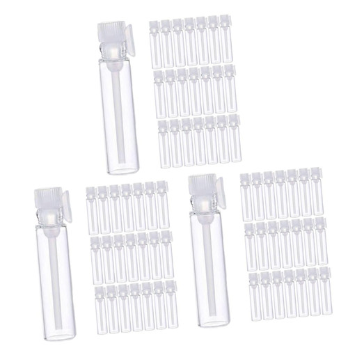 minkissy 300 Pcs Glass Bottle Empty Glass Mini Refillable Perfume Bottle Glass Perfume Container Clear Perfume Container Clear Perfume Bottle Vial Samples White Travel Essential Oil Liquid