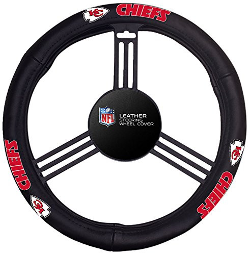 Fremont Die NFL Kansas City Chiefs Leather Steering Wheel Cover, One Size, Black