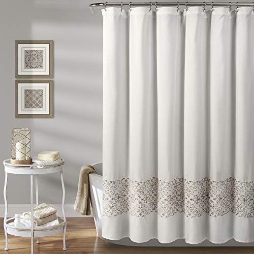 Lush Decor Scroll Medallion Shower Curtain, 72" x 72", Neutral