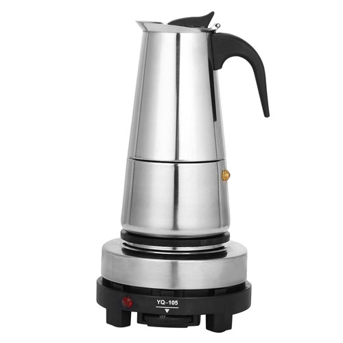 9 Cup Moka Pot with Electric Stove, Classic Italian Espresso Greca Maker 110V Stainless Steel Stovetop Coffee Maker, 450ml