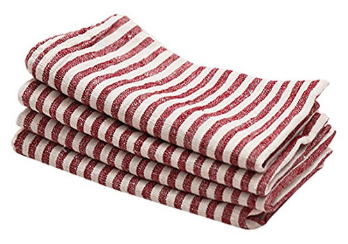LinenMe 17"x17" X4 Brittany Linen Napkins Cherry,