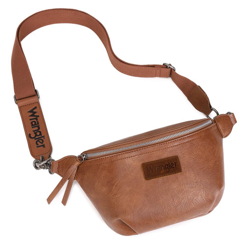 Wrangler Vintage Sling Bag for Women Men Chest Bum Bag Ladies Waist Packs Crossbody Purse, Brown