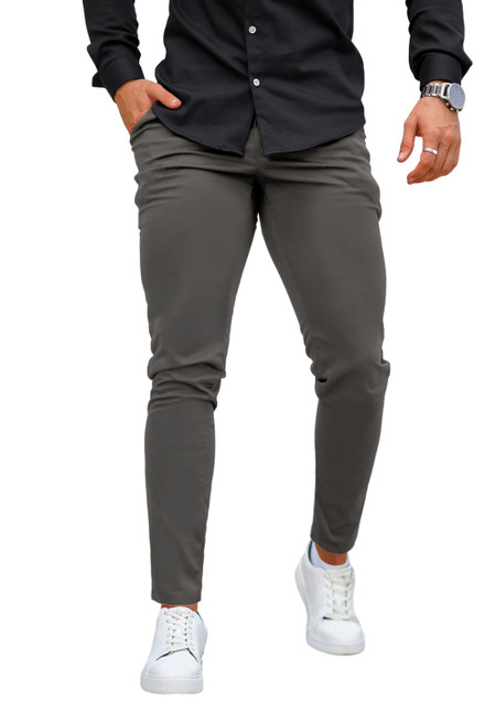 GINGTTO Mens Chinos Casual Pants Slim Fit Stretch Khaki Brown Dress Pant for Men (Brown,32)