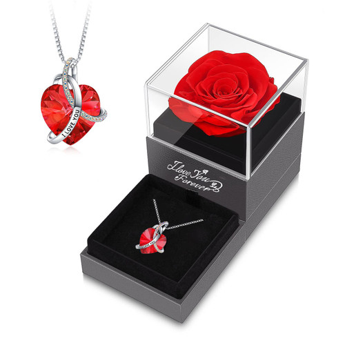EleShow Preserved Real Red Rose Eternal Flowers Rose Gifts for Mom Grandma Wife Girlfriend on Mothers Day Valentines Day Christmas Anniversary Birthday Gifts for Women I Love You Gifts for Her