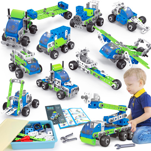 18 in 1 STEM Toys for 5 6 7 8+ Year Old Boy Girl Birthday Gifts Educational Building Toys for Kids Ages 4-8 5-7 6-8 Build and Play Stem Activities Construction Toy for Boys 4-6 8-10 (Pull Back Cars)