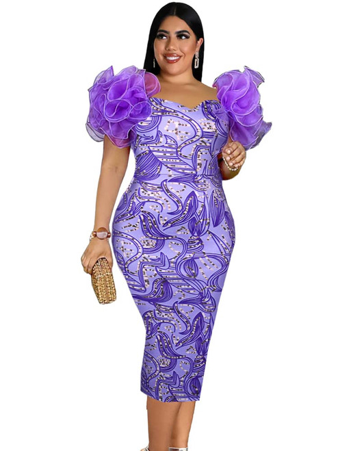 ONTINVA Women's Purple African Printed Patchwork Mesh Backless Bodycon Midi Dress (3XL,3X-Large) ONTINVA Women's Purple African Printed Patchwork Mesh Backless Bodycon Midi Dress (3XL,3X-Large)