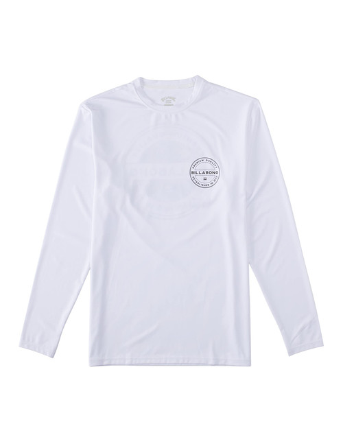 Billabong Men's Standard Classic Long Sleeve Loose Fit Rashguard, White Rotor, Medium