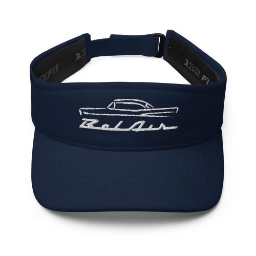 JG Infinite 1957 Chevy 57 Belair Bel Air Outline Antique Collector Car Embroidered Visor Navy