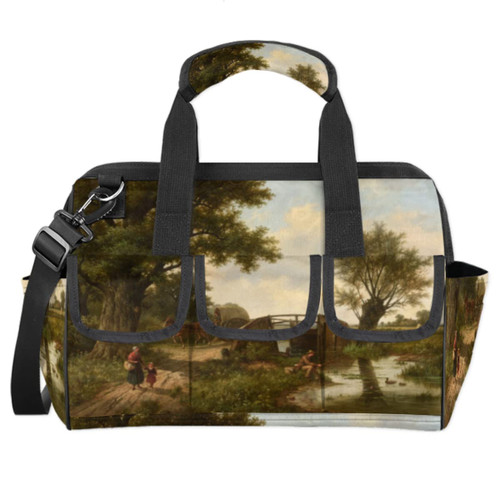 Vintage Country Living Tool Bag for Men Women Heavy Duty Multi-Pockets Wide Mouth Tool Tote Waterproof Tool Bag Organizer with Adjustable Shoulder Strap