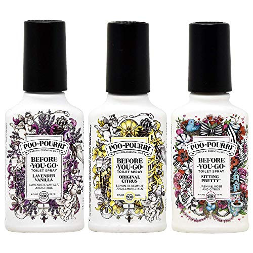 Poo-Pourri Before You Go Toilet Spray Original Citrus, Lavender Vanilla and Sitting Pretty 4 Ounce Bottles
