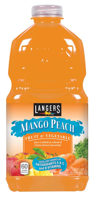 Langers Fruit and Vegetable Juice, Mango/Peach, 64 Ounce (Pack of 8)
