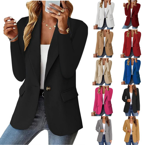 Blazers for Women Bussiness Casual Long Sleeve Button Down Blazer Jacket Work Solid Lapel Suite Jacket with Pockets A-Black Blazers for Women Bussiness Casual Long Sleeve Button Down Blazer Jacket Work Solid Lapel Suite Jacket with Pockets A-Black