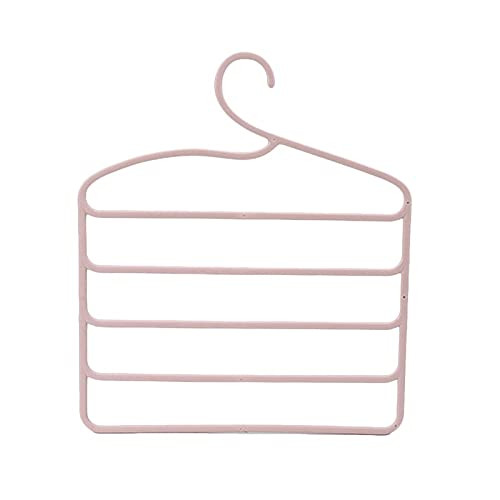 WITHWE Clothes Hangers 5 Layers Hanger Storage Rack Multifunctional Pants Hangers Holders Trousers Clothes Hanger Space Saver Wardrobe Closet Organizer (Color : Pink)