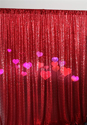 TRLYC Sparkly Red Sequin Wedding Backdrop Photography Backdrop -7FT x 7.5FT