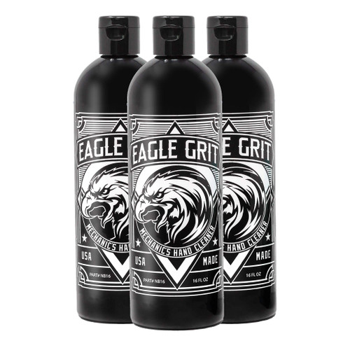 Eagle Grit Heavy Duty Industrial Hand Cleaner for Auto Mechanics - Clean Grease, Dirt, Oil, Paint and More - Eco-Friendly Moisturizing Silica Formula - (16 Oz Bottle) - 3 Pack - Perfect Mechanic Soap