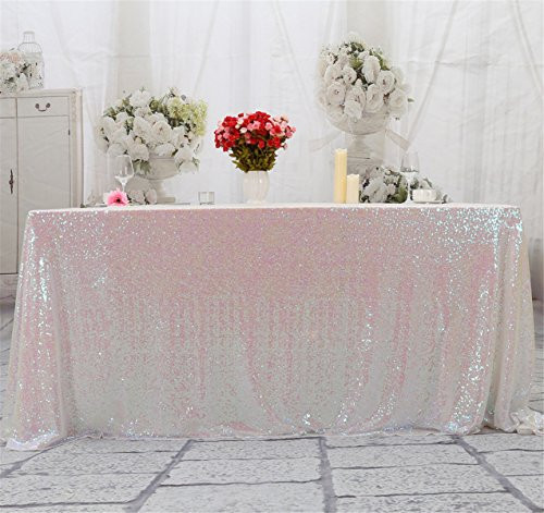 Eternal Beauty Square Sequin Tablecloth, Sequin Table Linen (96"x96", Iridescence)