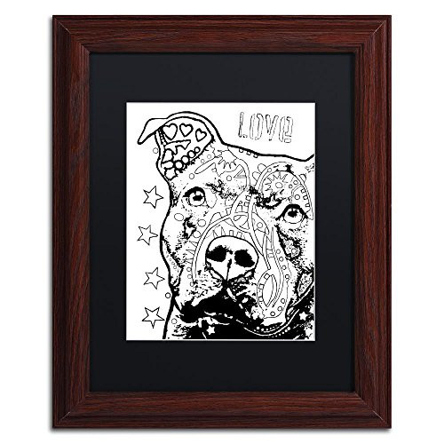 Thoughtful Pitbull CB 1 by Dean Russo, Black Matte, Wood Frame 11x14-Inch